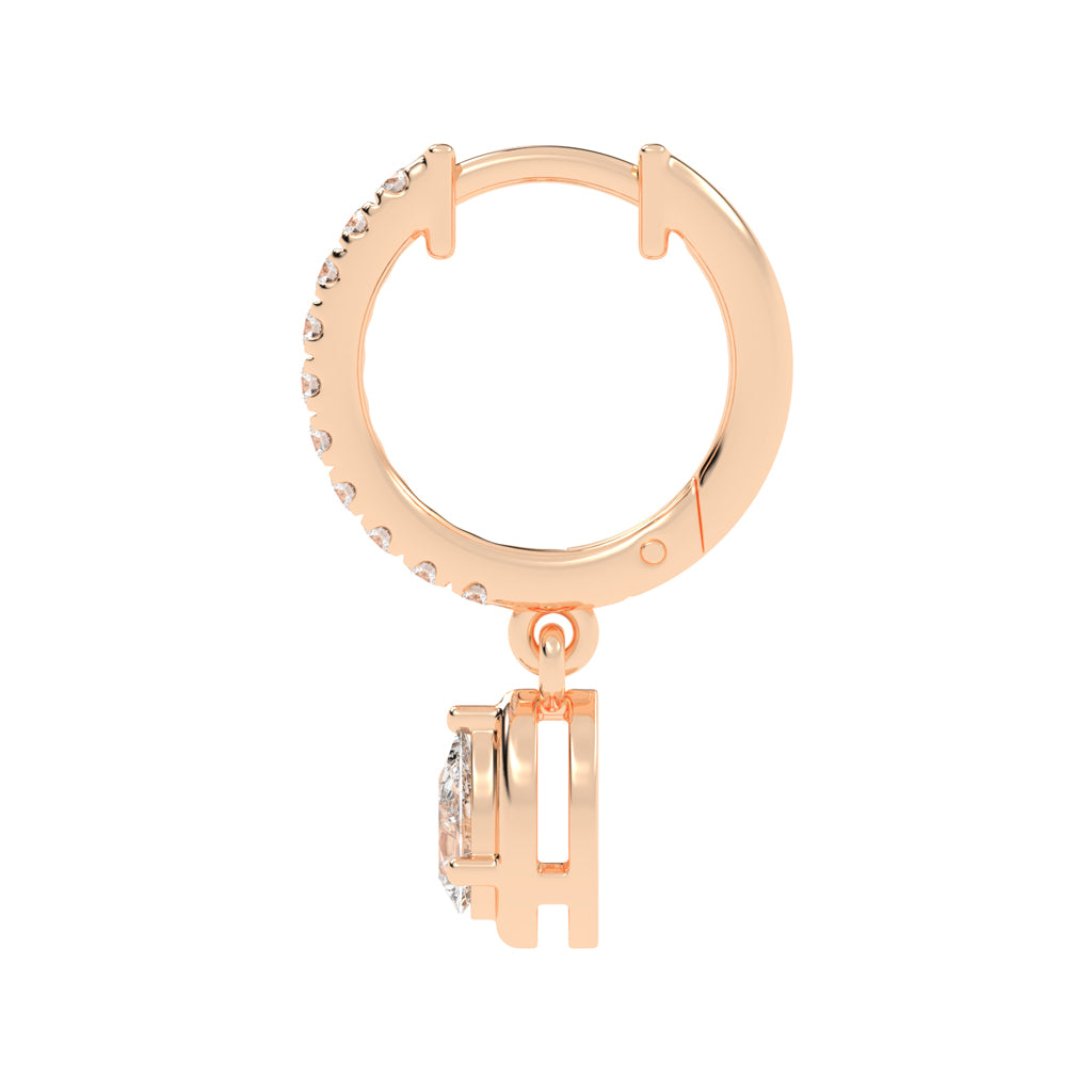 Graceful Line Pear Drop Diamond Hoops