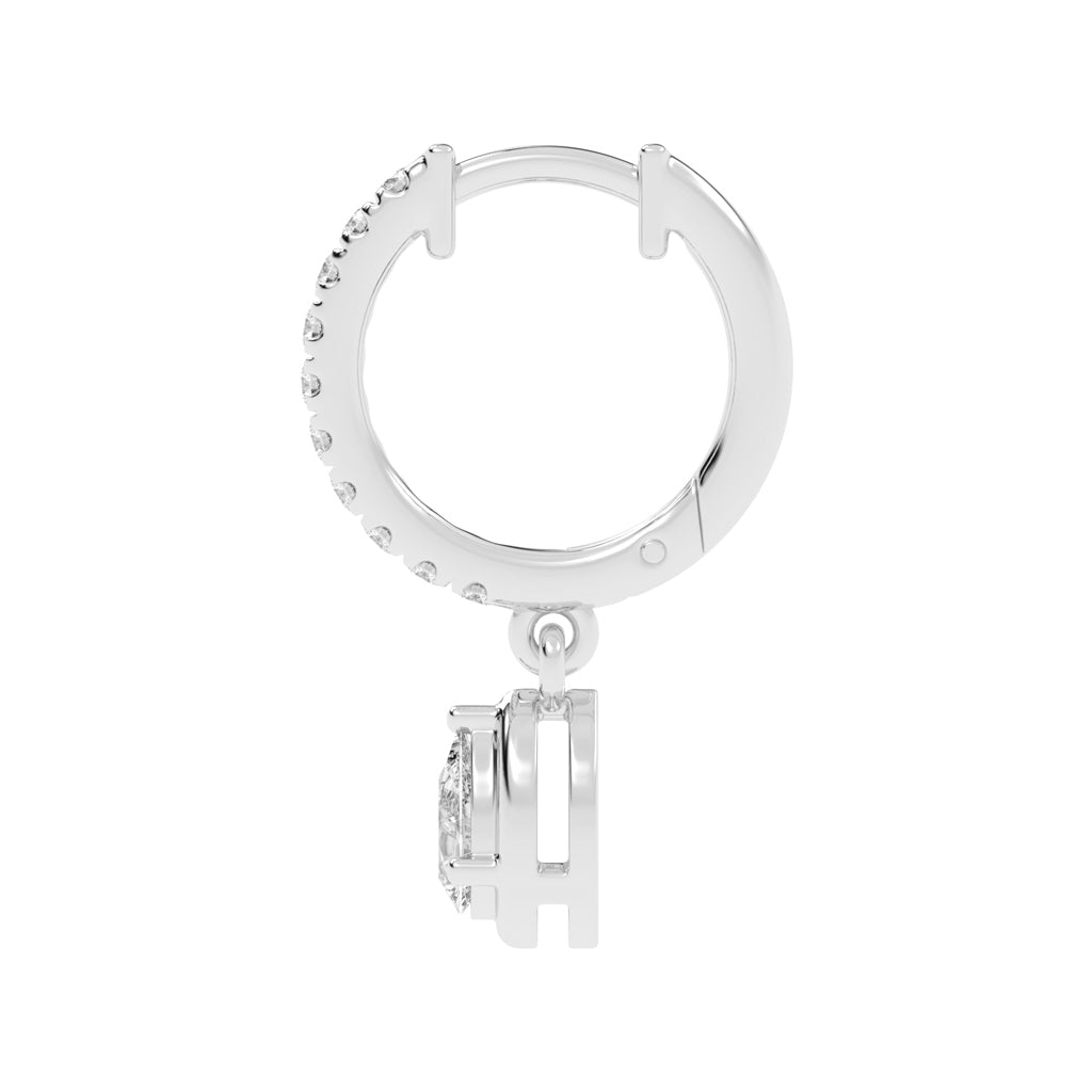 Graceful Line Pear Drop Diamond Hoops