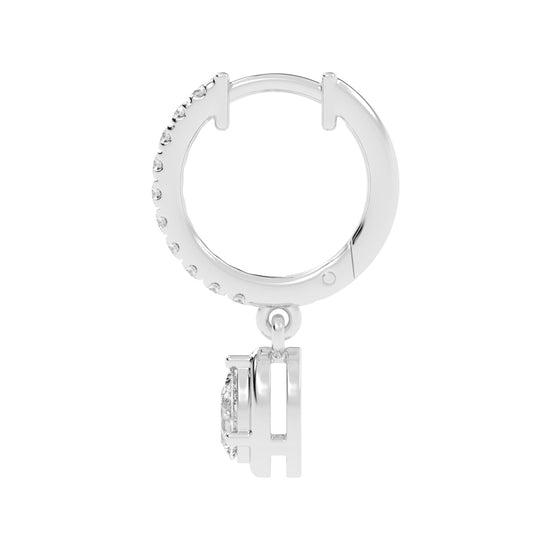 Graceful Line Pear Drop Diamond Hoops