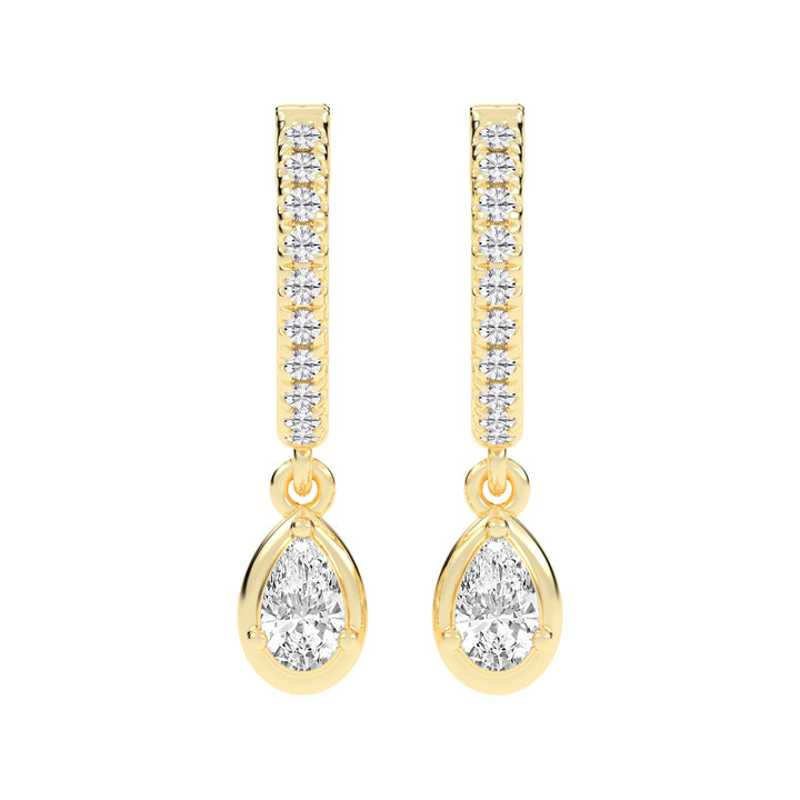 Graceful Line Pear Drop Diamond Hoops