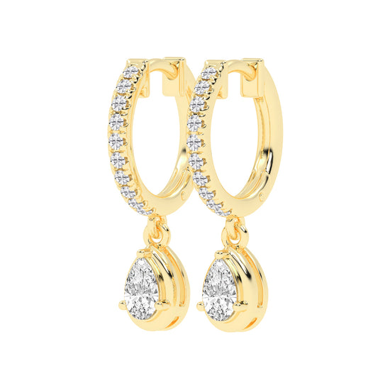 Graceful Line Pear Drop Diamond Hoops