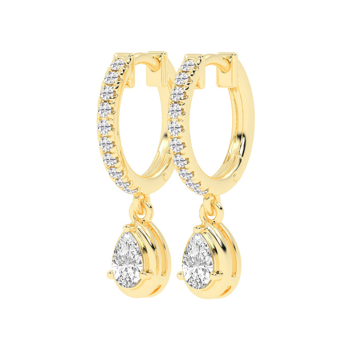 Graceful Line Pear Drop Diamond Hoops