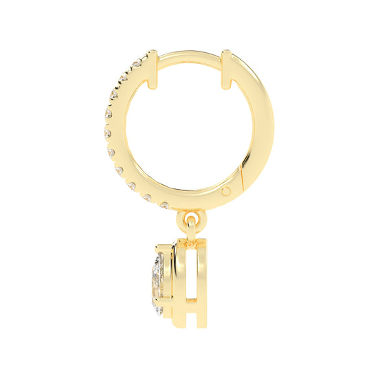 Graceful Line Pear Drop Diamond Hoops