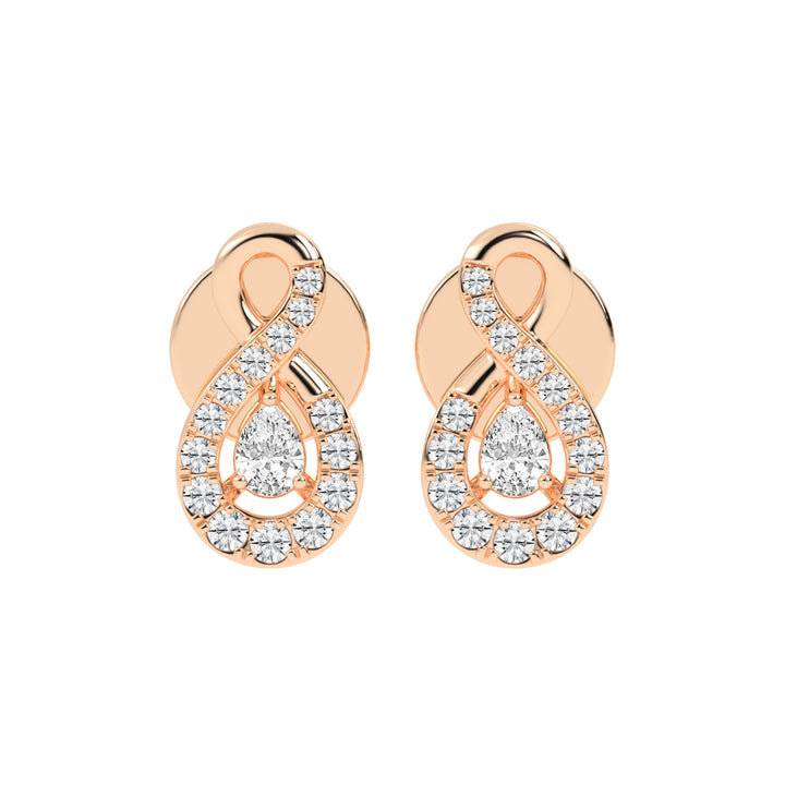 Infinity Embrace Pear Halo Diamond Studs