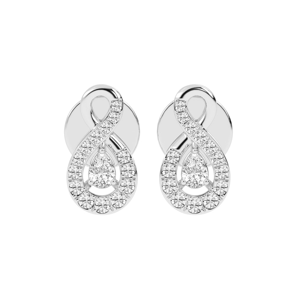 Infinity Embrace Pear Halo Diamond Studs
