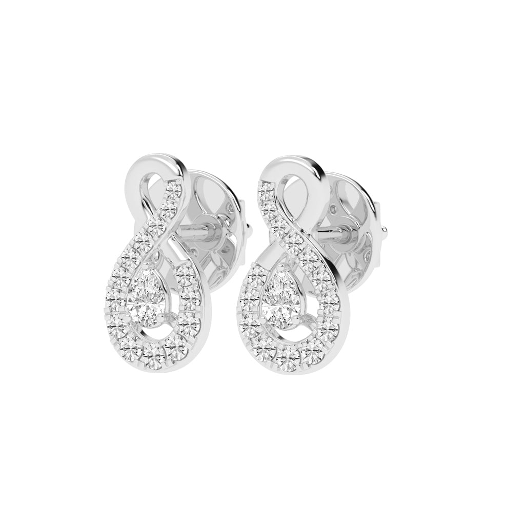 Infinity Embrace Pear Halo Diamond Studs