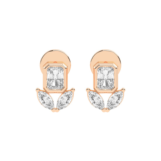 Allure Emerald Cut Marquise Diamond Studs