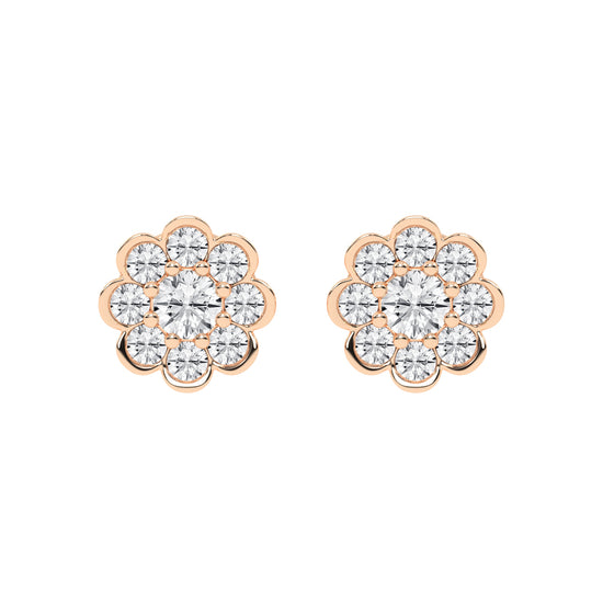 Blooming Petal Diamond Cluster Stud Earrings