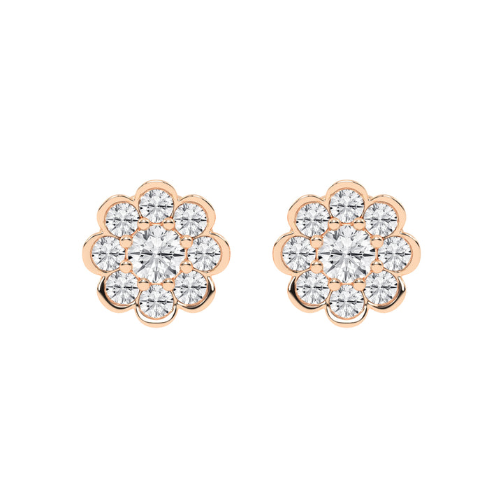 Blooming Petal Diamond Cluster Stud Earrings