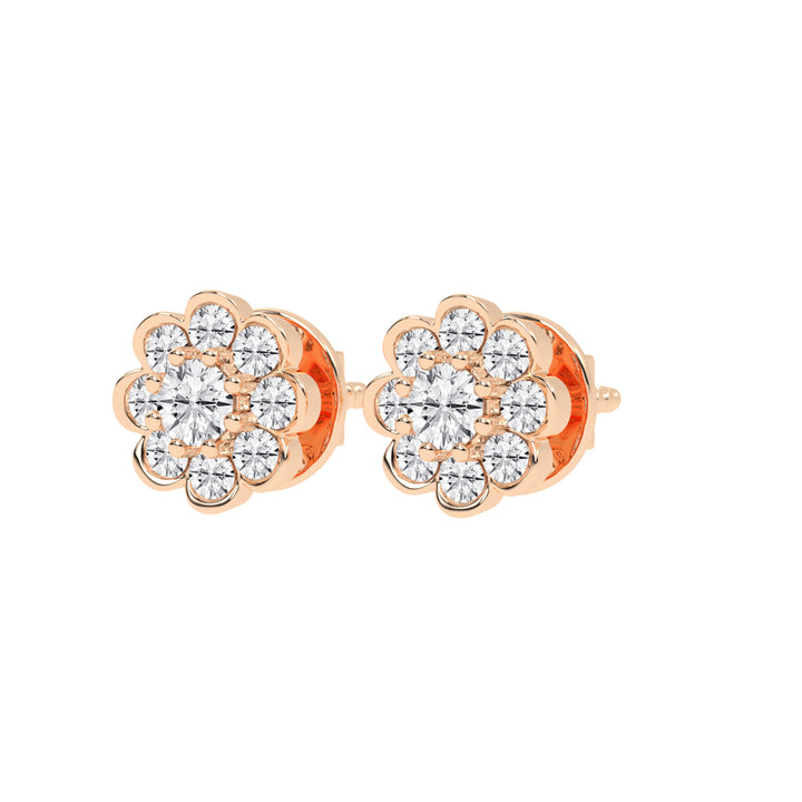 Blooming Petal Diamond Cluster Stud Earrings