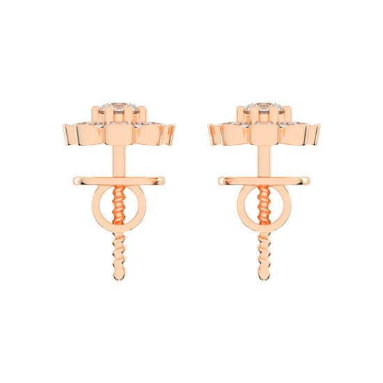 Blooming Petal Diamond Cluster Stud Earrings