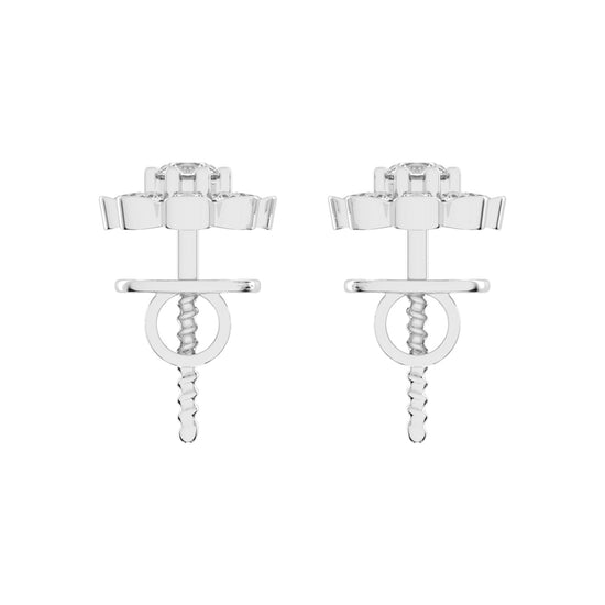 Blooming Petal Diamond Cluster Stud Earrings