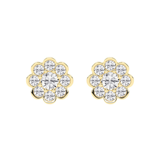 Blooming Petal Diamond Cluster Stud Earrings