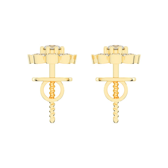 Blooming Petal Diamond Cluster Stud Earrings