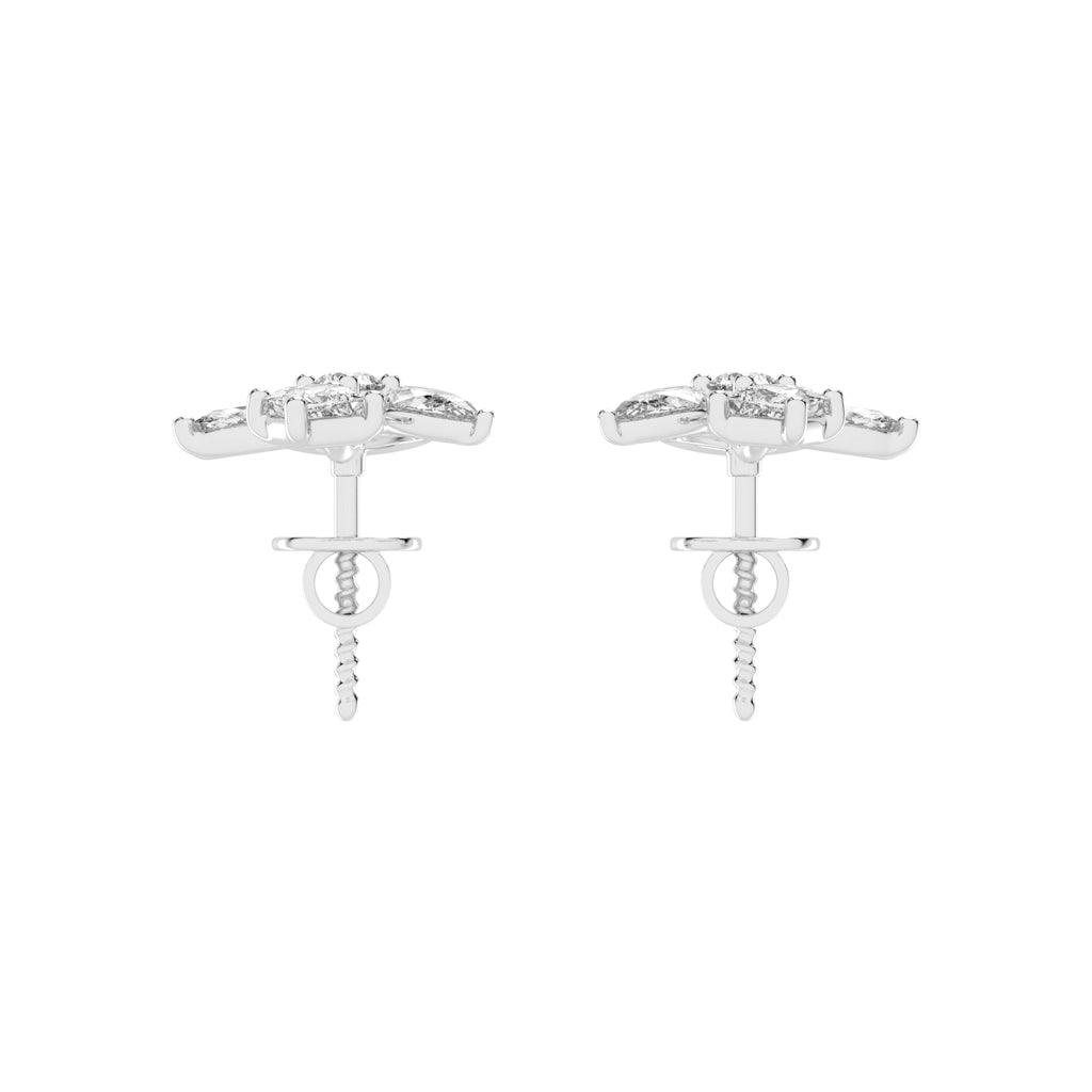 Artistic Swirl Multi-Cut Diamond Cluster Studs