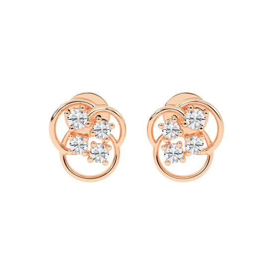 Abstract Bloom Intertwined Diamond Cluster Studs