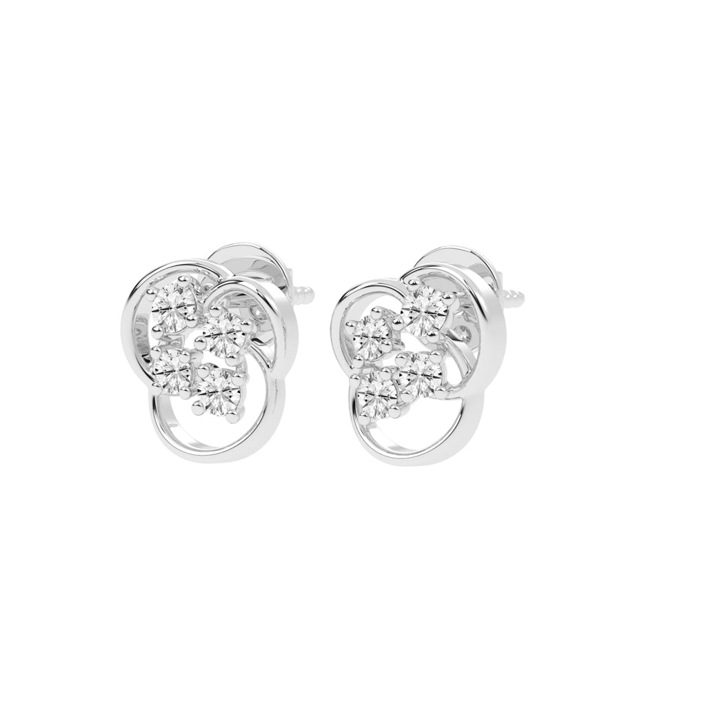 Abstract Bloom Intertwined Diamond Cluster Studs