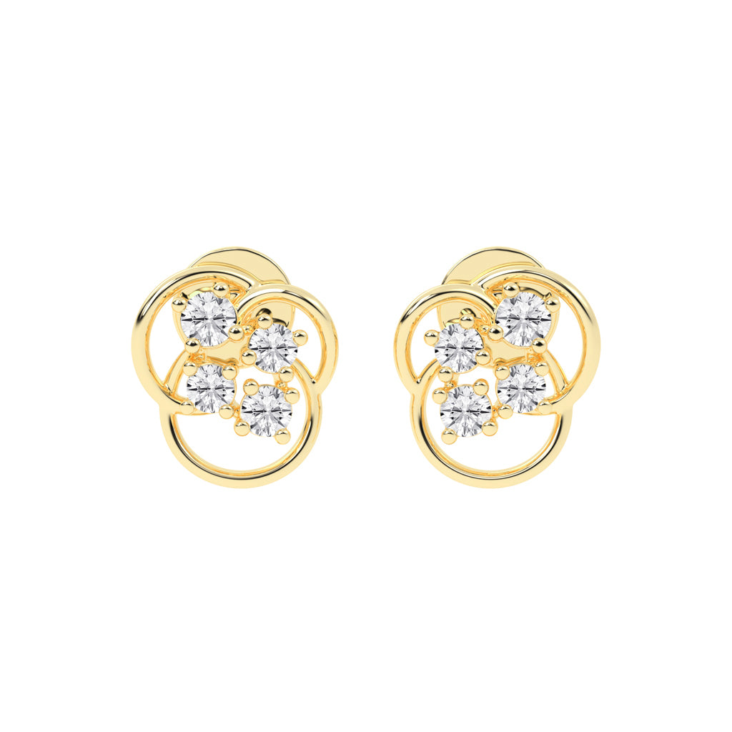 Abstract Bloom Intertwined Diamond Cluster Studs
