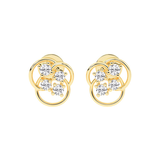 Abstract Bloom Intertwined Diamond Cluster Studs