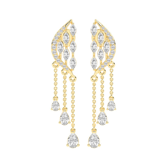 Majestic Feathered Cascade Diamond Dangle Earrings