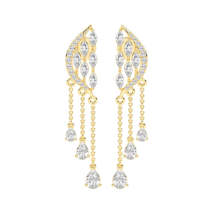 Majestic Feathered Cascade Diamond Dangle Earrings
