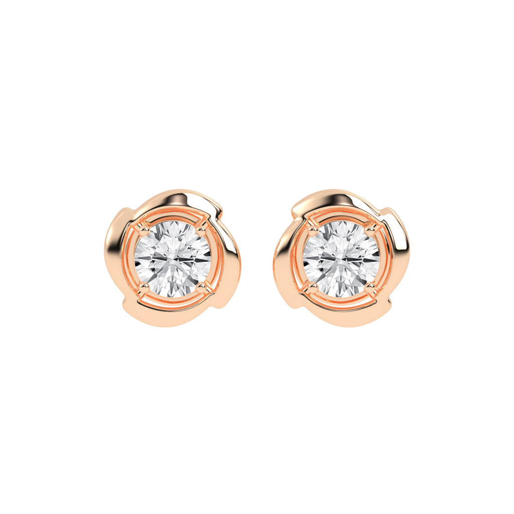 Sculpted Petal Solitaire Radiance Diamond Studs