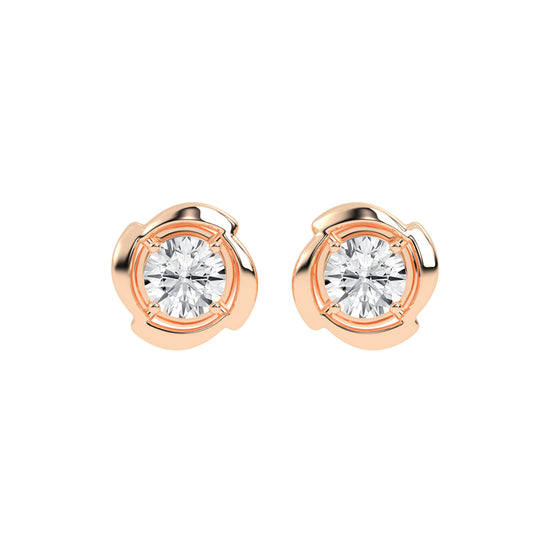 Sculpted Petal Solitaire Radiance Diamond Studs