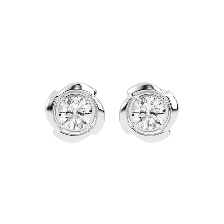 Sculpted Petal Solitaire Radiance Diamond Studs