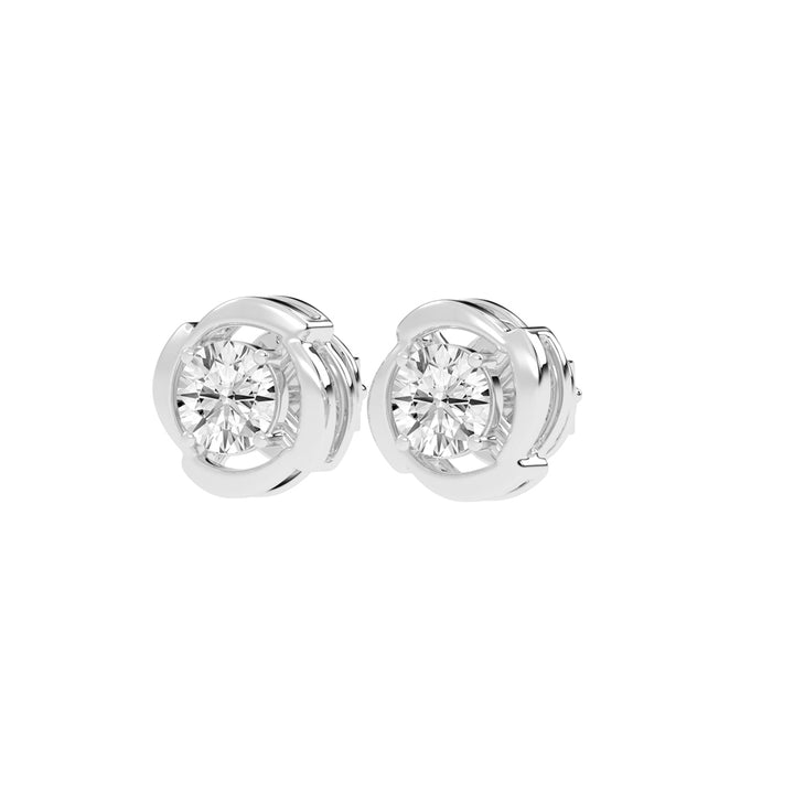 Sculpted Petal Solitaire Radiance Diamond Studs