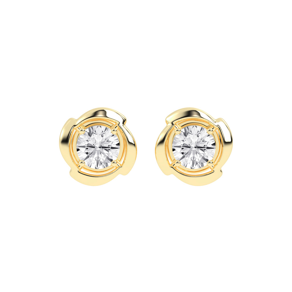 Sculpted Petal Solitaire Radiance Diamond Studs