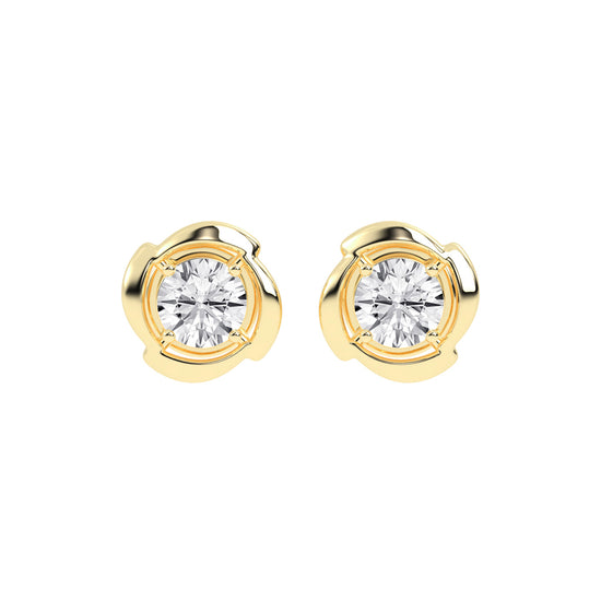 Sculpted Petal Solitaire Radiance Diamond Studs