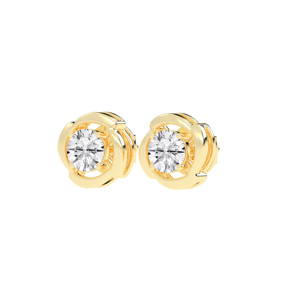Sculpted Petal Solitaire Radiance Diamond Studs