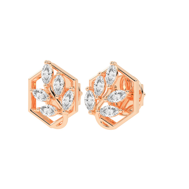 Marquise Diamond Hexagon Studs