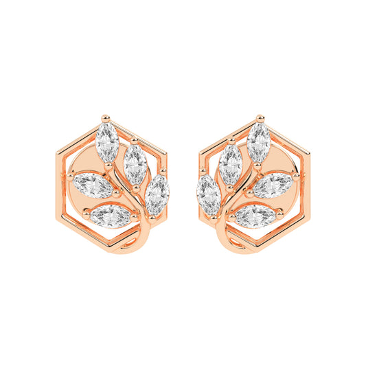 Marquise Diamond Hexagon Studs