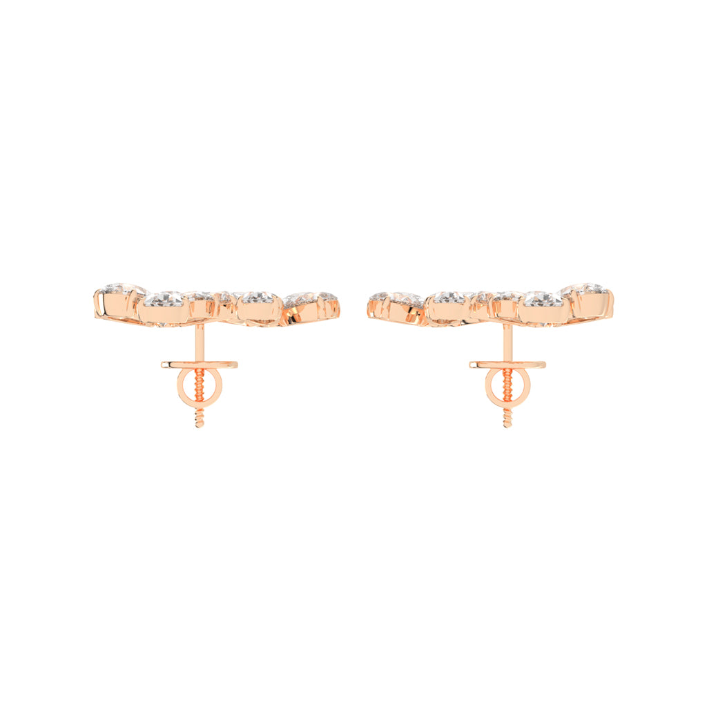 Dazzling Floral Cluster Diamond Drop Earrings