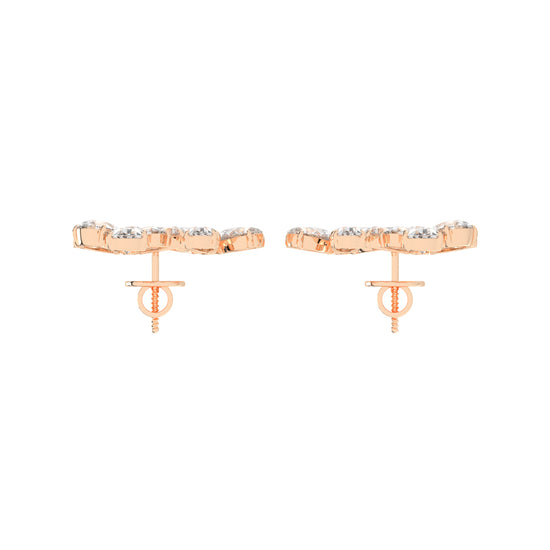 Dazzling Floral Cluster Diamond Drop Earrings
