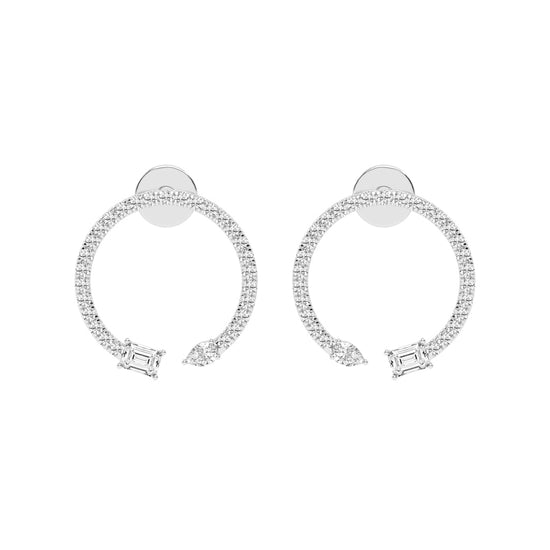 Orbit & Spark Asymmetric Diamond Hoop Earrings