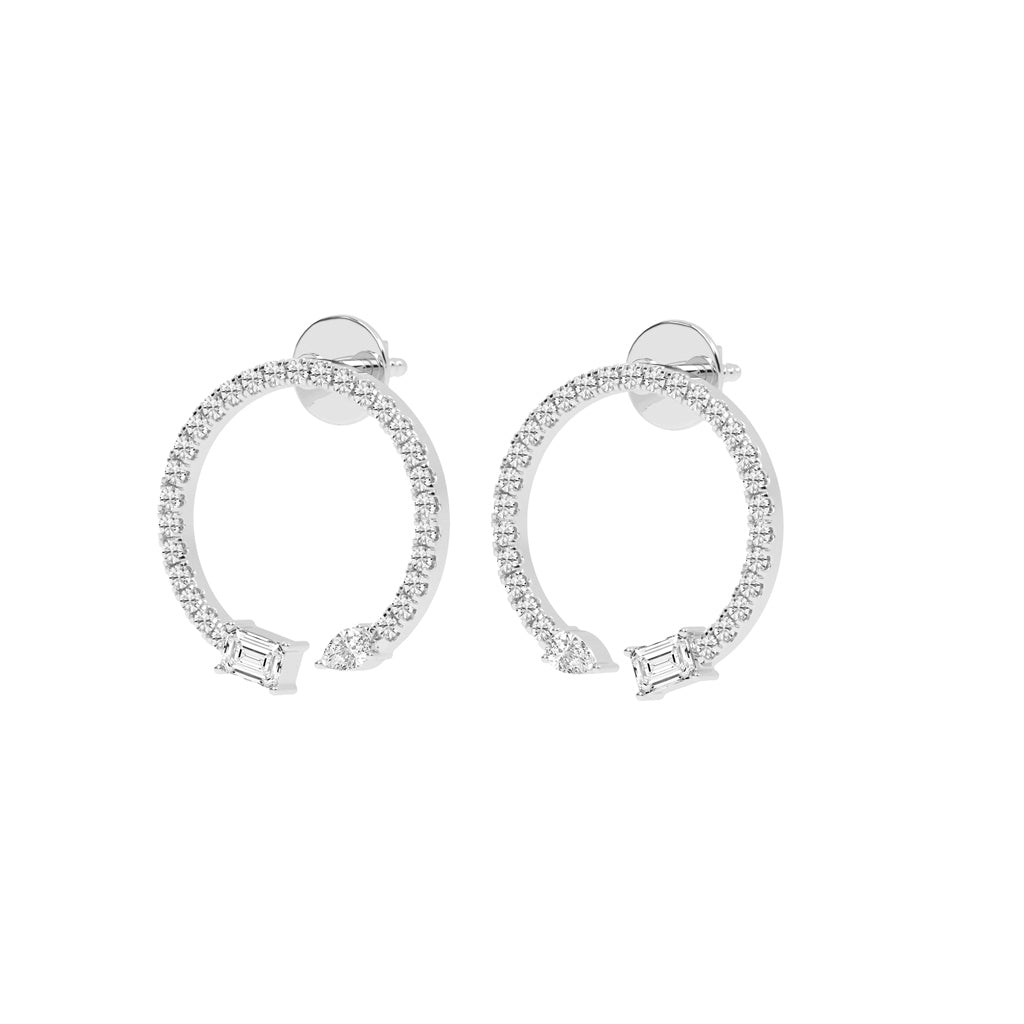 Orbit & Spark Asymmetric Diamond Hoop Earrings