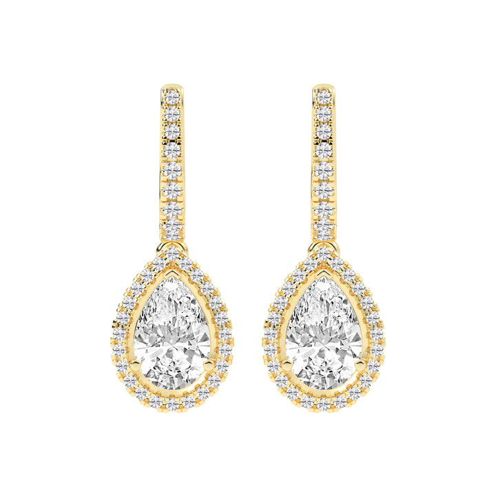 Pear Drop Radiance Diamond Halo Dangle Earrings