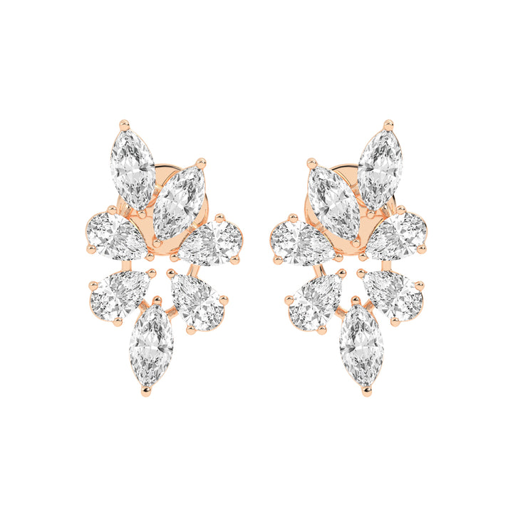 Diamond Bloom Marquise and Pear Cluster Earrings