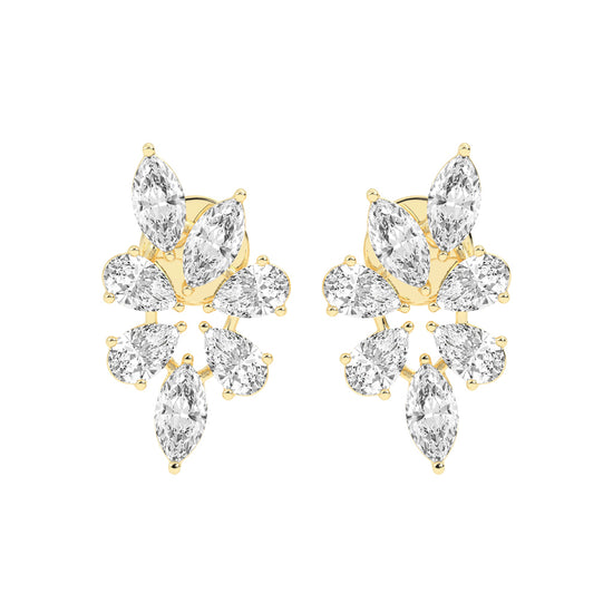 Diamond Bloom Marquise and Pear Cluster Earrings