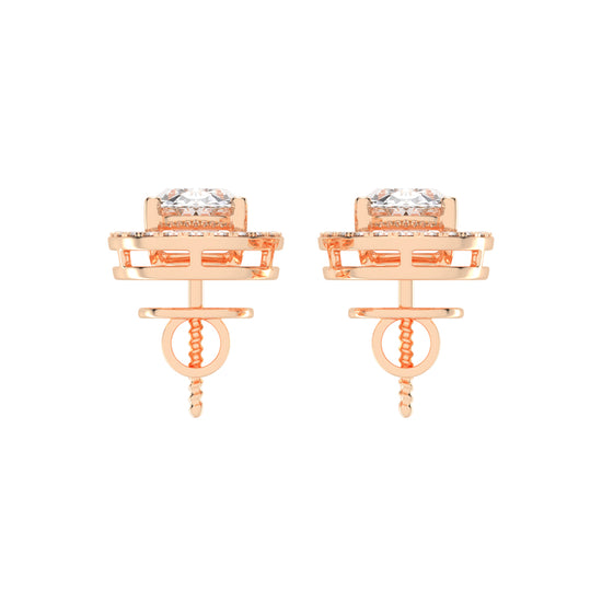 Oval Brilliance Diamond Halo Stud Earrings