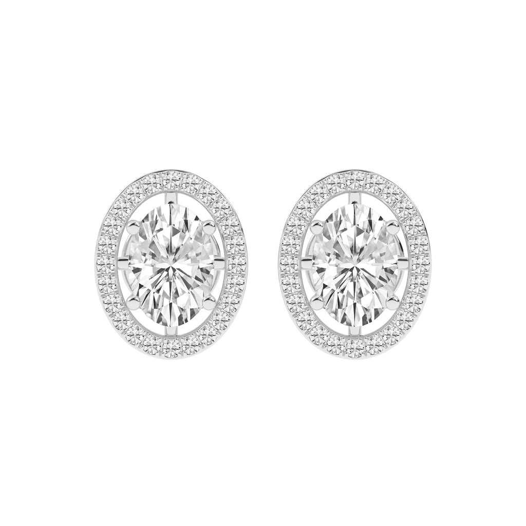 Oval Brilliance Diamond Halo Stud Earrings