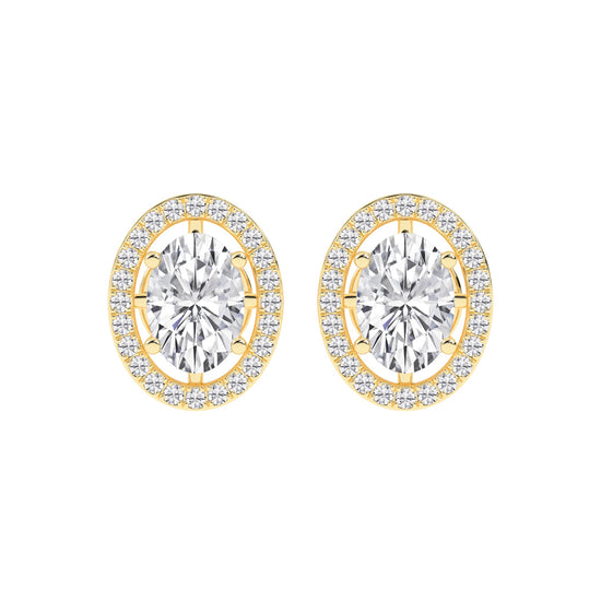Oval Brilliance Diamond Halo Stud Earrings