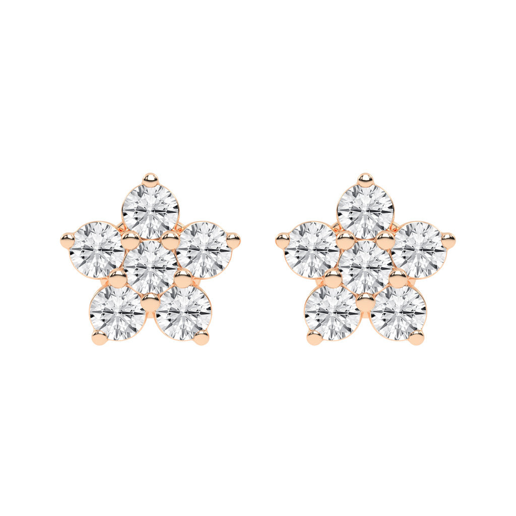 Petal Sparkle Diamond Flower Stud Earrings