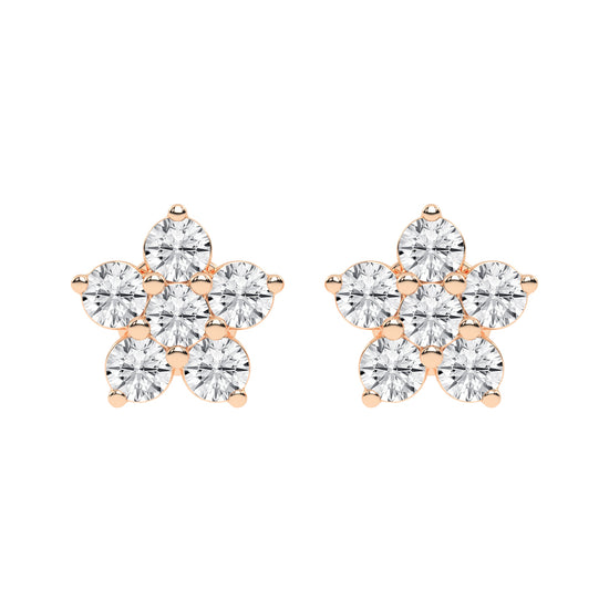 Petal Sparkle Diamond Flower Stud Earrings