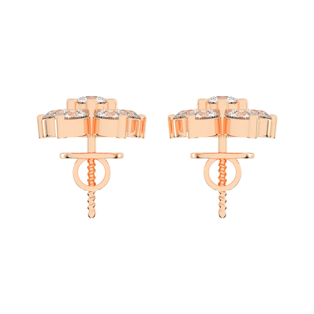 Petal Sparkle Diamond Flower Stud Earrings