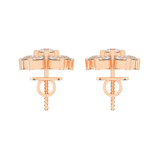 Petal Sparkle Diamond Flower Stud Earrings