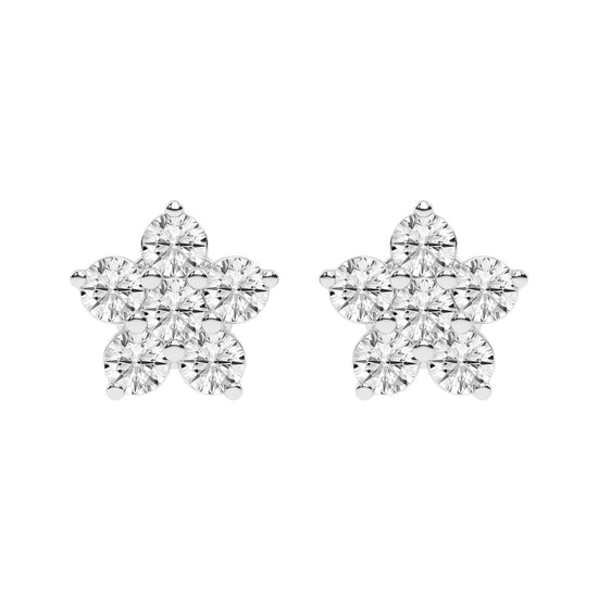 Petal Sparkle Diamond Flower Stud Earrings