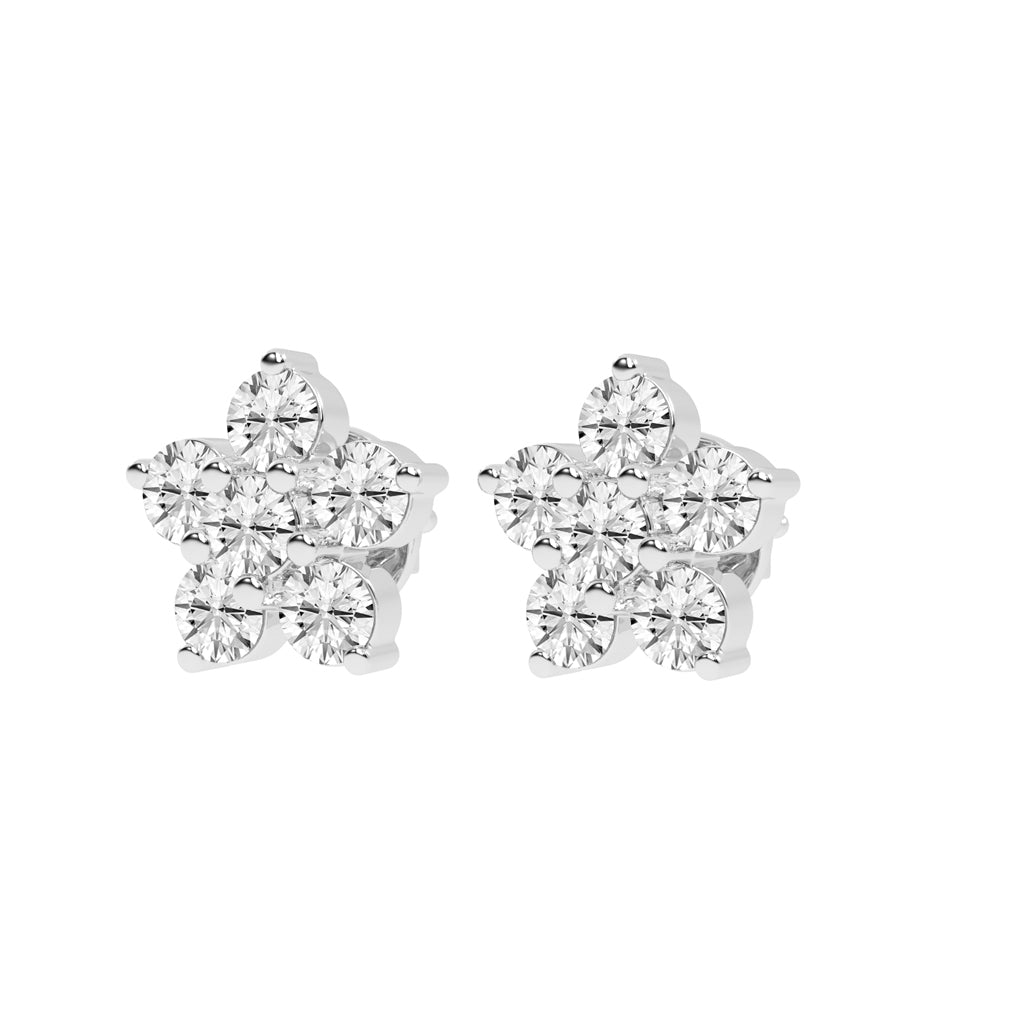 Petal Sparkle Diamond Flower Stud Earrings